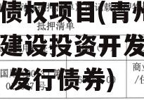 山东青州城投2022应收债权项目(青州市城市建设投资开发有限公司 发行债券)