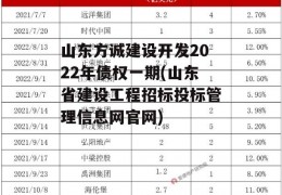 山东方诚建设开发2022年债权一期(山东省建设工程招标投标管理信息网官网)