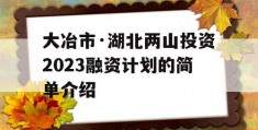 大冶市·湖北两山投资2023融资计划的简单介绍