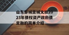 山东邹城圣城文旅2023年债权资产政府债定融的简单介绍