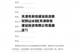 天津市辰悦建设投资债权转让计划(天津辰悦建设投资有限公司是国企?)