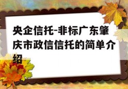 央企信托-非标广东肇庆市政信信托的简单介绍