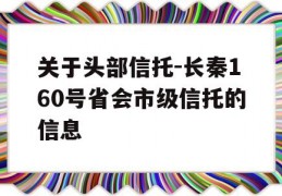 关于头部信托-长秦160号省会市级信托的信息