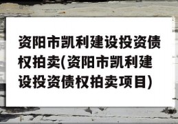 资阳市凯利建设投资债权拍卖(资阳市凯利建设投资债权拍卖项目)