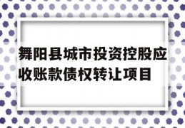 舞阳县城市投资控股应收账款债权转让项目