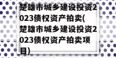 楚雄市城乡建设投资2023债权资产拍卖(楚雄市城乡建设投资2023债权资产拍卖项目)