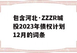 包含河北·ZZZR城投2023年债权计划12月的词条