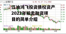 江油鸿飞投资债权资产2022年拍卖融资项目的简单介绍