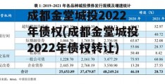 成都金堂城投2022年债权(成都金堂城投2022年债权转让)