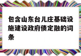 包含山东台儿庄基础设施建设政府债定融的词条