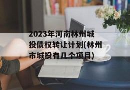 2023年河南林州城投债权转让计划(林州市城投有几个项目)