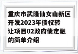 重庆市武隆仙女山新区开发2023年债权转让项目02政府债定融的简单介绍