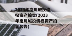 2023年南川城投债权资产拍卖(2023年南川城投债权资产拍卖公告)