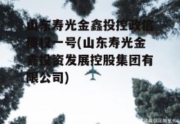 山东寿光金鑫投控政信债权一号(山东寿光金鑫投资发展控股集团有限公司)