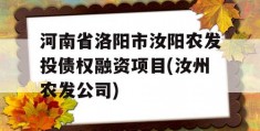 河南省洛阳市汝阳农发投债权融资项目(汝州农发公司)