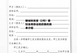 聊城市民安（2号）债权合同存证政府债的简单介绍