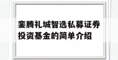 銮腾礼城智选私募证券投资基金的简单介绍