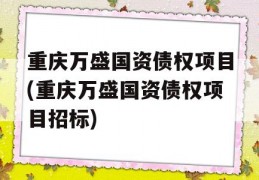 重庆万盛国资债权项目(重庆万盛国资债权项目招标)