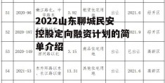 2022山东聊城民安控股定向融资计划的简单介绍