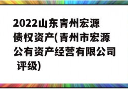 2022山东青州宏源债权资产(青州市宏源公有资产经营有限公司 评级)