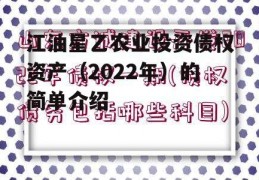 江油星乙农业投资债权资产（2022年）的简单介绍