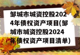 邹城市城资控股2024年债权资产项目(邹城市城资控股2024年债权资产项目清单)