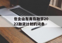 包含山东青岛融学2022融资计划的词条