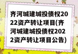 齐河城建城投债权2022资产转让项目(齐河城建城投债权2022资产转让项目公告)