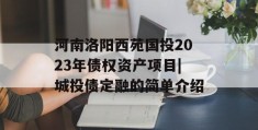 河南洛阳西苑国投2023年债权资产项目|城投债定融的简单介绍