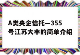 A类央企信托—355号江苏大丰的简单介绍