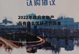 2022年政府定融产品有什么优缺点的简单介绍