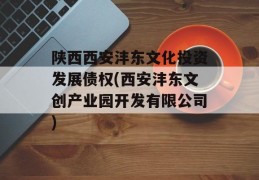 陕西西安沣东文化投资发展债权(西安沣东文创产业园开发有限公司)