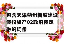 包含天津蓟州新城建设债权资产02政府债定融的词条