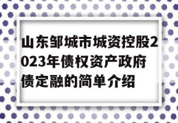 山东邹城市城资控股2023年债权资产政府债定融的简单介绍