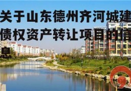 关于山东德州齐河城建债权资产转让项目的信息