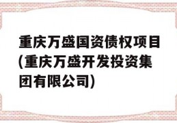 重庆万盛国资债权项目(重庆万盛开发投资集团有限公司)