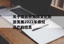 关于烟台市海阳文化旅游发展2022年债权资产的信息