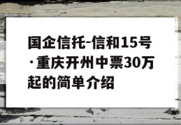 国企信托-信和15号·重庆开州中票30万起的简单介绍