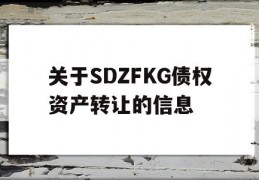 关于SDZFKG债权资产转让的信息