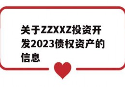 关于ZZXXZ投资开发2023债权资产的信息