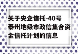 关于央企信托-40号泰州地级市政信集合资金信托计划的信息