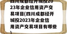 四川成都经开城投2023年企业信用资产交易项目(四川成都经开城投2023年企业信用资产交易项目有哪些)