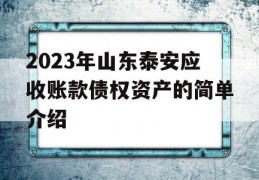 2023年山东泰安应收账款债权资产的简单介绍