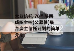 大业信托-70号陕西咸阳金控(公募债)集合资金信托计划的简单介绍