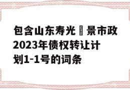 包含山东寿光昇景市政2023年债权转让计划1-1号的词条