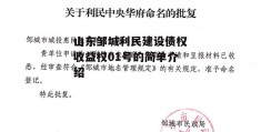 山东邹城利民建设债权收益权01号的简单介绍