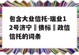 包含大业信托-瑞业12号济宁‮债标‬政信信托的词条