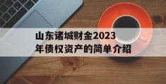 山东诸城财金2023年债权资产的简单介绍