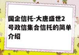 国企信托-大唐盛世2号政信集合信托的简单介绍