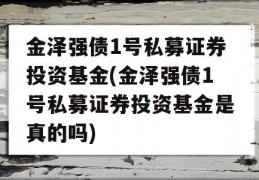 金泽强债1号私募证券投资基金(金泽强债1号私募证券投资基金是真的吗)